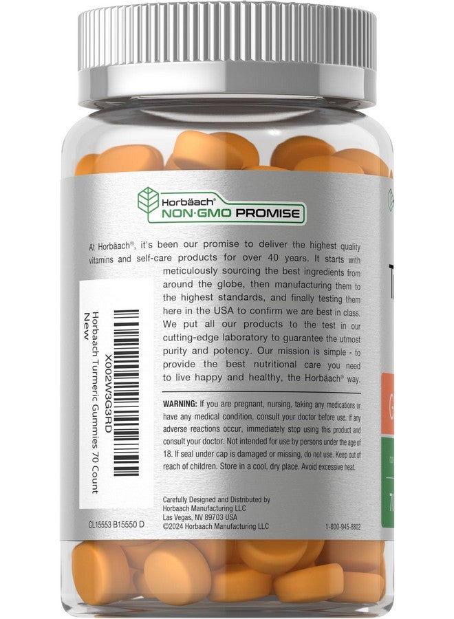 Horbäach Turmeric Gummies | 70 Count | Mango & Peach Flavor | Turmeric Curcumin with Ginger | Vegan Non-GMO & Gluten Free Supplement - Image 3