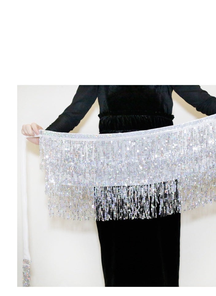 Generic Squality Women Belly Dance Scarf White（three layers） 
