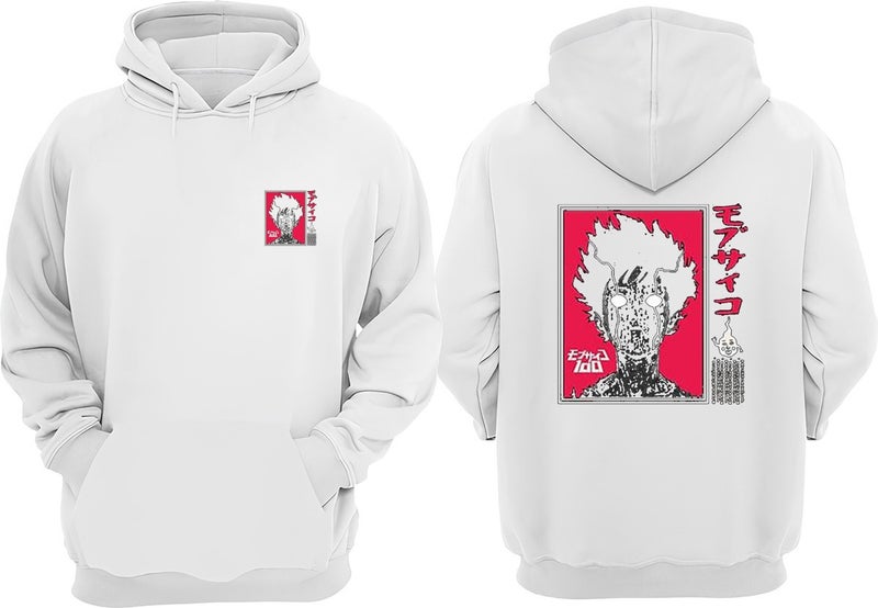 The Wert Unisex Anime Character Lightning Eyes Design Front Back Printed Regular Fit White Sweatshirt  - Image 1