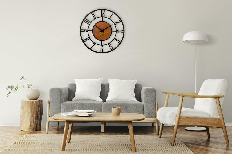 AVVIC MART Morden Metal & Wooden Wall Clock for Living Room Bedroom Office Kitchen Stylish Wall Clock for Home and Hall Designer Big Size Modern(English Number, 50 CM) - Image 4
