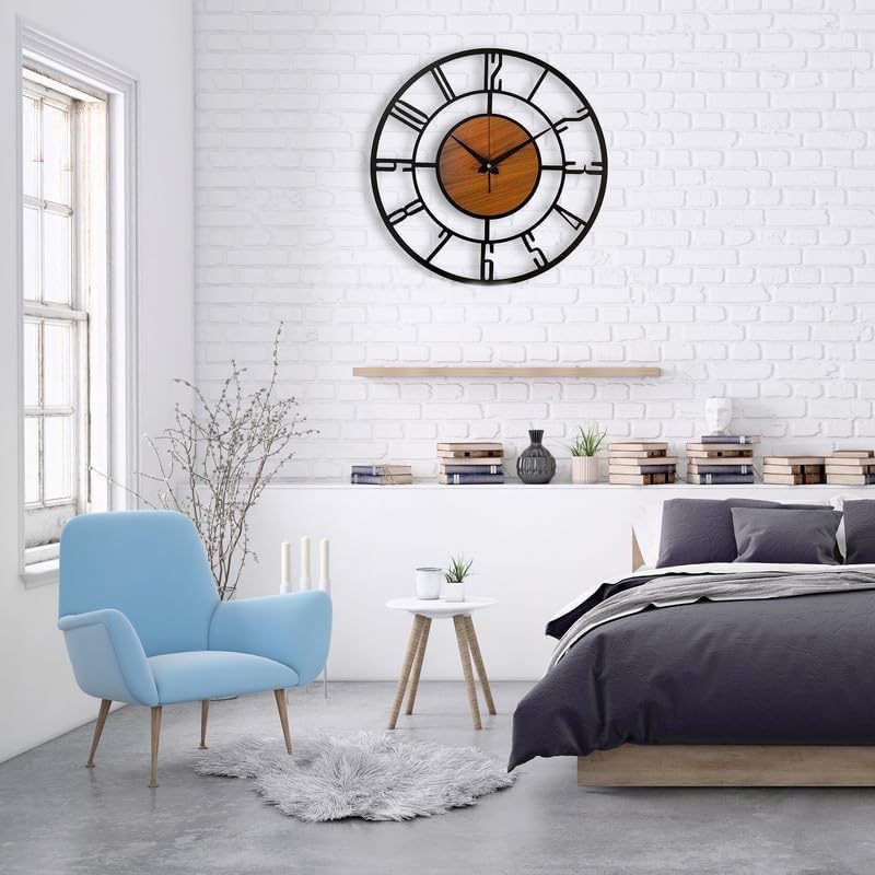 AVVIC MART Morden Metal & Wooden Wall Clock for Living Room Bedroom Office Kitchen Stylish Wall Clock for Home and Hall Designer Big Size Modern(English Number, 50 CM) - Image 3