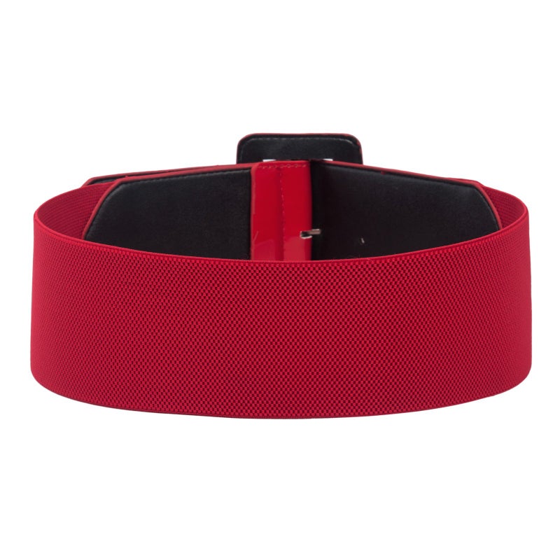 GRACE KARIN Womens Covered Buckle Stretchy Waist Patent Leather Skinny Belt ,Red,Medium - Image 2