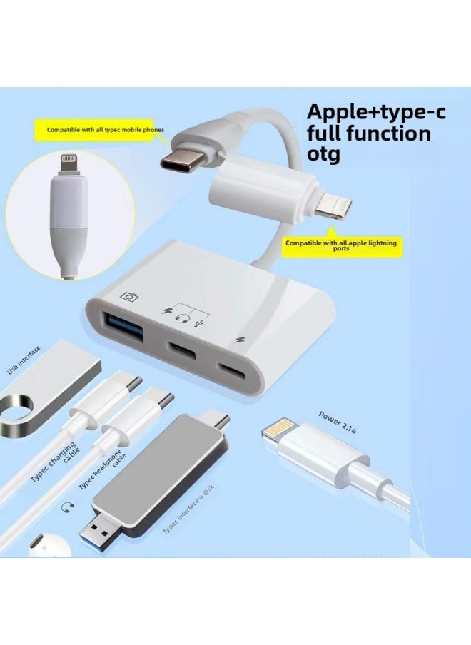 Generic - Applicable To For Iphone15 Mobile Hard Disk For Iphone14otg Adapter Typec Adapter Lightning Interface-Interface Form:type-c To Dual C + USB OTG - Image 1