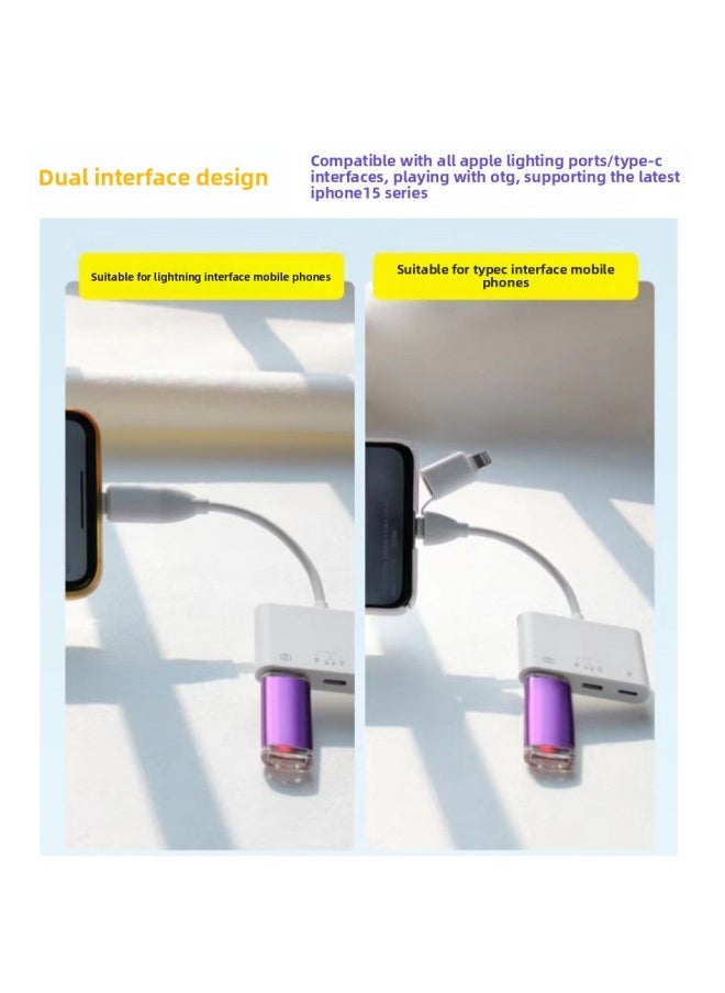 Generic - Applicable To For Iphone15 Mobile Hard Disk For Iphone14otg Adapter Typec Adapter Lightning Interface-Interface Form:type-c To Dual C + USB OTG - Image 1