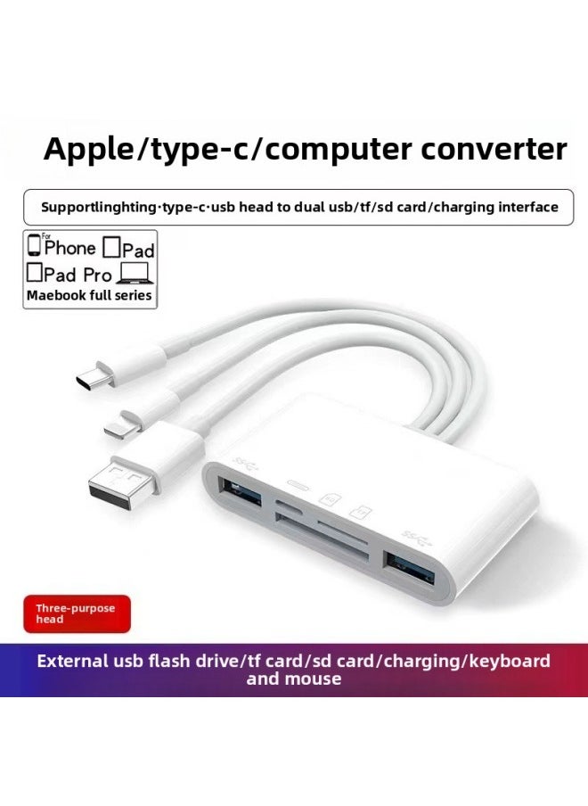 Generic - Applicable To For Iphone15 Mobile Hard Disk For Iphone14otg Adapter Typec Adapter Lightning Interface-Interface Form:type-c To Dual C + USB OTG - Image 1