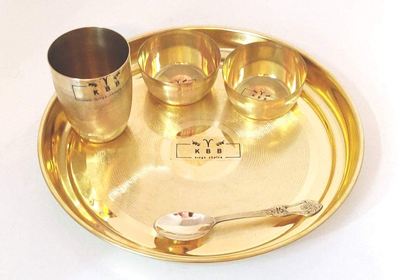KBB Brass THALI Dinner Set Apple DesignNew Touch12 INCH THALI 5 PC Set - Image 1