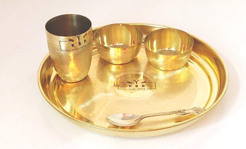 KBB Brass THALI Dinner Set Apple DesignNew Touch12 INCH THALI 5 PC Set - Image 2