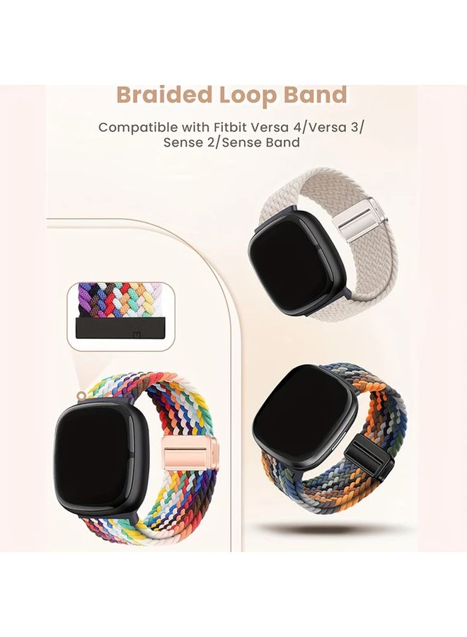 2 Pack Stretchy Bands Mix Color 5 for Fitbit Sense Versa 2 Soft Braided Wrist Strap Breathable Unisex - Image 3