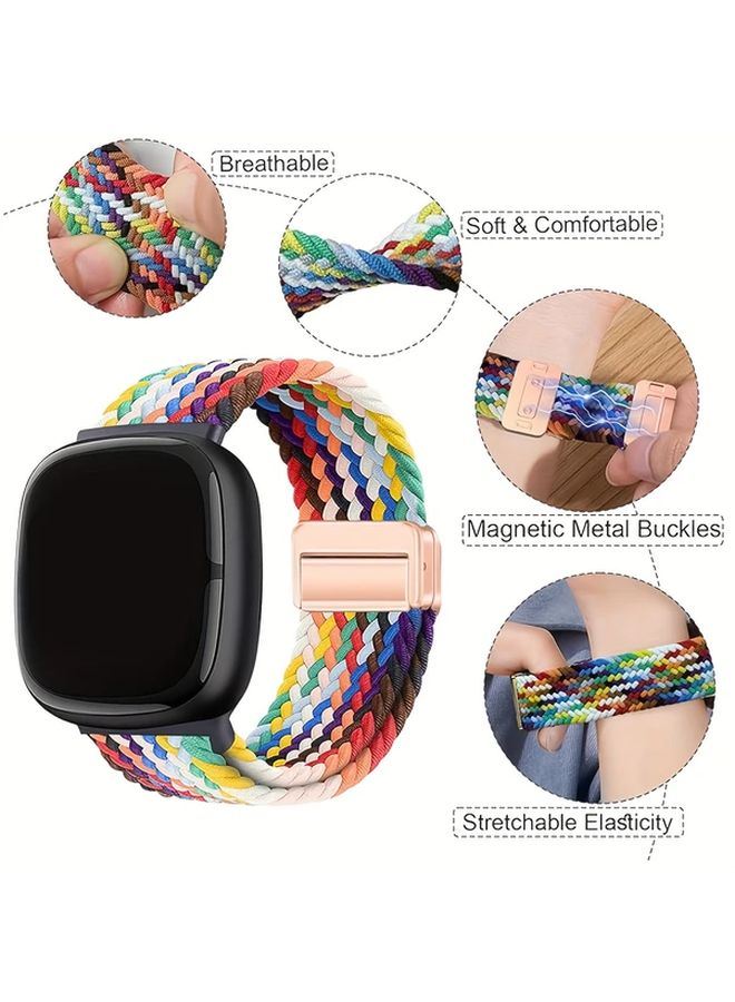 2 Pack Stretchy Bands Mix Color 5 for Fitbit Sense Versa 2 Soft Braided Wrist Strap Breathable Unisex - Image 4