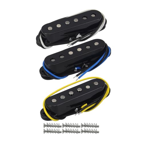 FLEOR Single Coil Pickup Alnico 5 Guitar Neck/Middle/Bridge Pickups Set Staggered, Black - Image 1