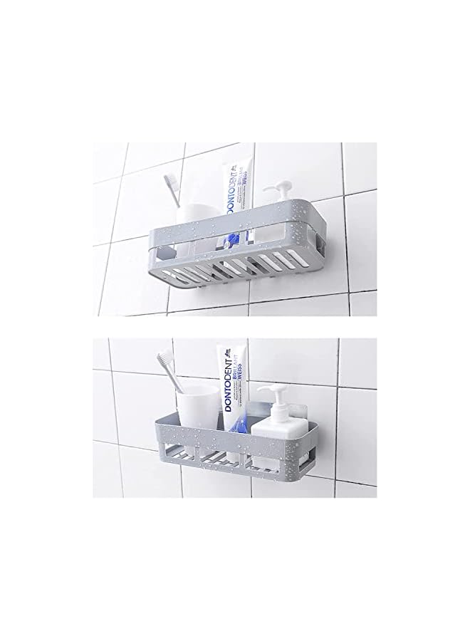 IAF General Trading 2Pcs Bathroom Shelf Wall-Mounted Suction Cup Hole-Free Toilet Sink Rack, White., Bathroomshelf01 - Image 2