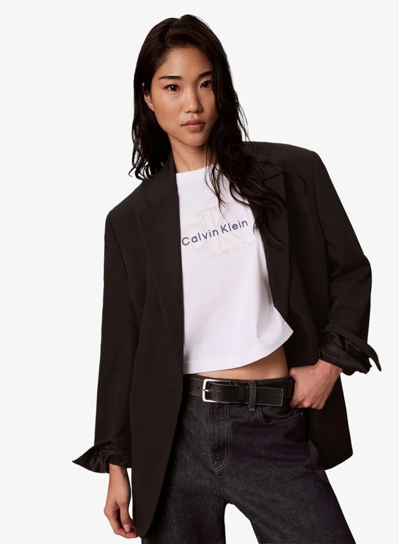 Calvin Klein Jeans  Denim Monologo Boxy T-Shirt for Women | Best Price UAE