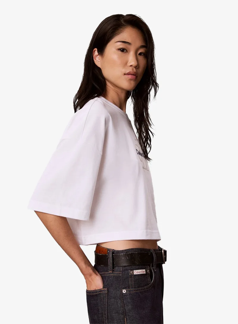 Calvin Klein Jeans  Denim Monologo Boxy T-Shirt for Women | Best Price UAE