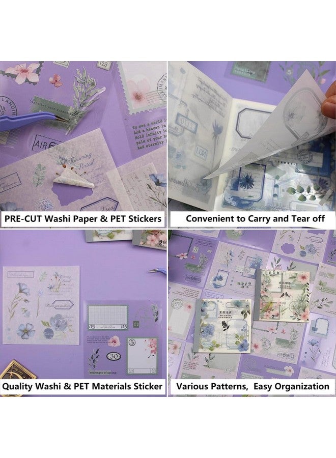 Dwpetzo 40 Sheets Pre-Cut Washi Sticker Books For Adults, Dual Washi & Pet Materials, Ephemera Books, Junk Journal Stickers For Journaling Scrapbooking Supplies, Bujo Decorative - Image 3