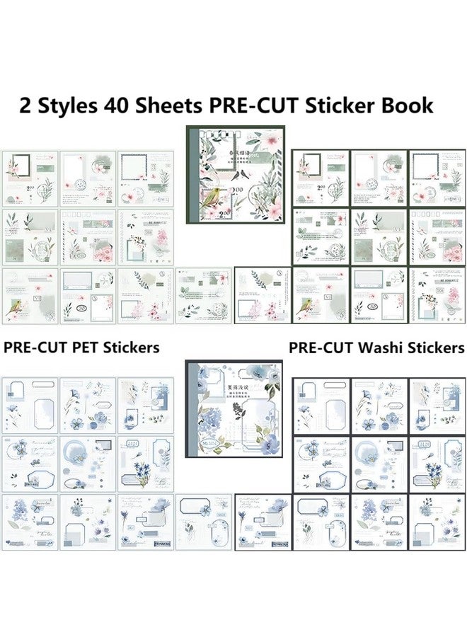 Dwpetzo 40 Sheets Pre-Cut Washi Sticker Books For Adults, Dual Washi & Pet Materials, Ephemera Books, Junk Journal Stickers For Journaling Scrapbooking Supplies, Bujo Decorative - Image 2
