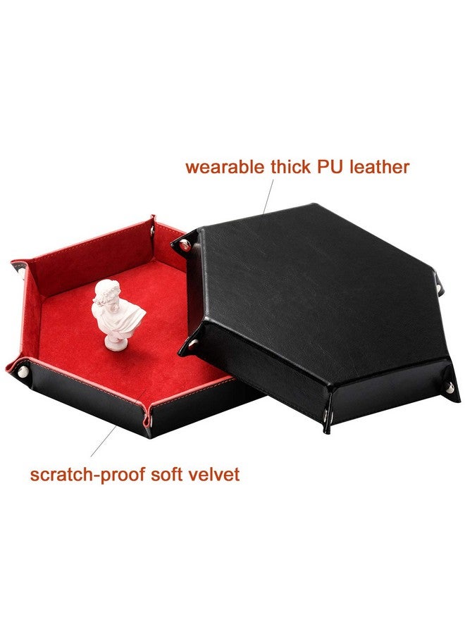 NObranded SHYVIA Dice Tray for RPG DND Table Games Metal Dice Rolling Tray Holder Dice Storage Box Larger Size Double Sided Folding PU Leather and Velvet 4 Pieces - Image 5