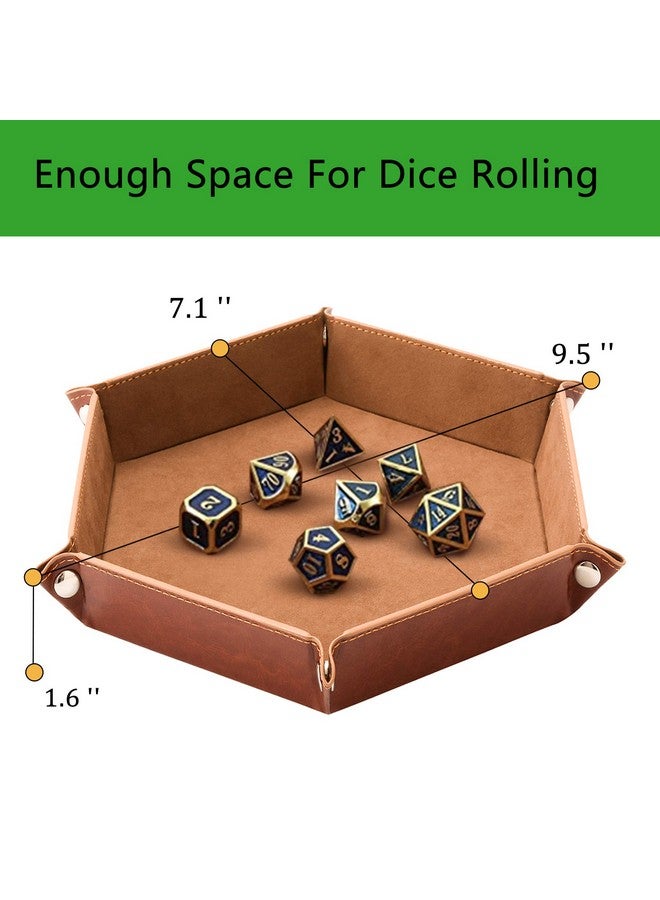 NObranded SHYVIA Dice Tray for RPG DND Table Games Metal Dice Rolling Tray Holder Dice Storage Box Larger Size Double Sided Folding PU Leather and Velvet 4 Pieces - Image 2