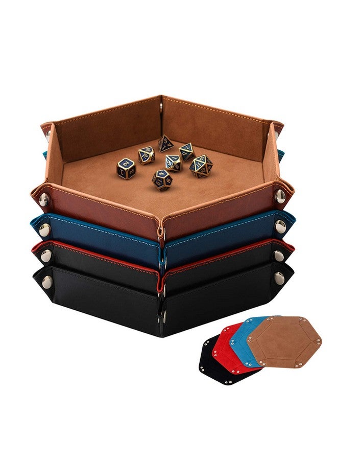NObranded SHYVIA Dice Tray for RPG DND Table Games Metal Dice Rolling Tray Holder Dice Storage Box Larger Size Double Sided Folding PU Leather and Velvet 4 Pieces - Image 1