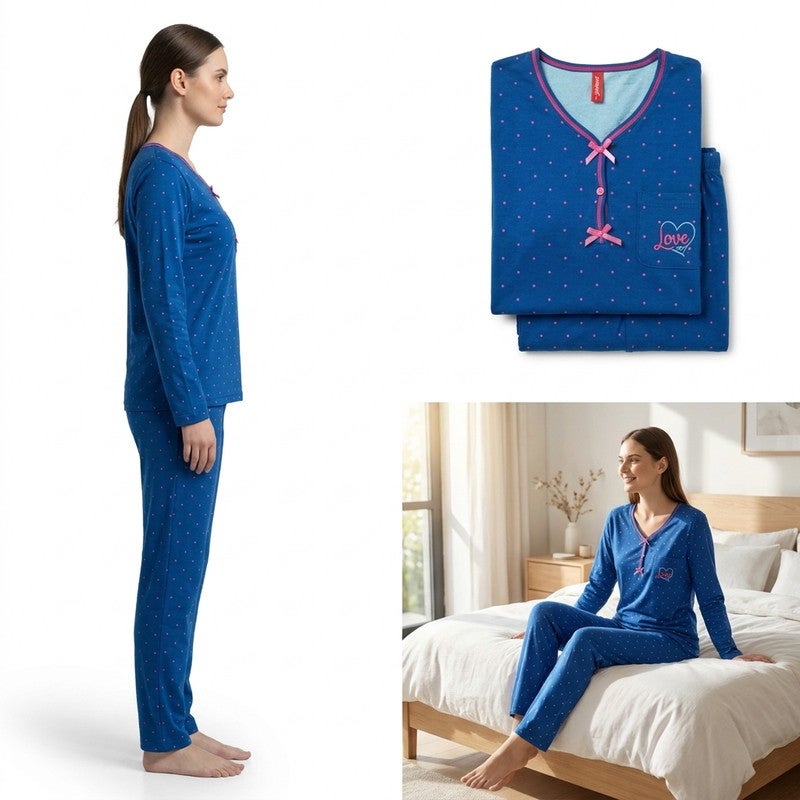 JOANNA 2-Piece Pajama Set Long Sleeve Top and Pants Soft Printed Sleepwear for Women - Image 4
