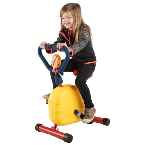 Kids Exercise Bike Indoor Stationary Cycle Riding Toy with Adjustable Seat Kids Workout Equipment for Boys and Girls Ages 4 and Up by Hey Play