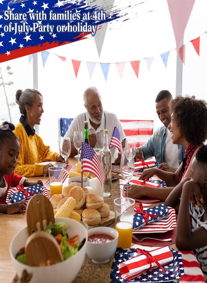 Funnymoom 100 Pcs 4th of July Plates and Napkins Sets American Flag Patriotic 250th Anniversary Party Supplies 7 Inches Disposable Paper Plates and 13 Inches Dinner Napkin for Independence Decoration - Image 5