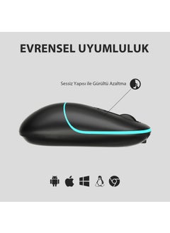 lecoo WS210 Dual Mode RGB 2.4GHz WiFi + Bluetooth 1600DPI 6 Key Rechargeable Silent Compact Wireless Optical Mouse Black  - Image 5