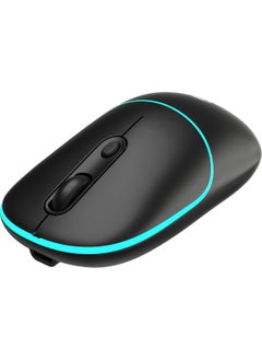 lecoo WS210 Dual Mode RGB 2.4GHz WiFi + Bluetooth 1600DPI 6 Key Rechargeable Silent Compact Wireless Optical Mouse Black  - Image 2