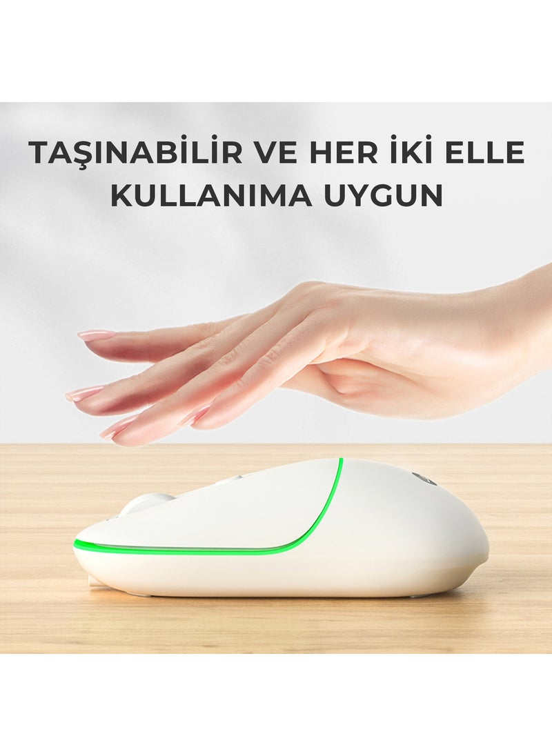 lecoo - WS210 Dual Mode RGB 2.4GHz WiFi + Bluetooth 1600DPI 6 Key Rechargeable Silent Compact Wireless Optical Mouse Black - Image 1