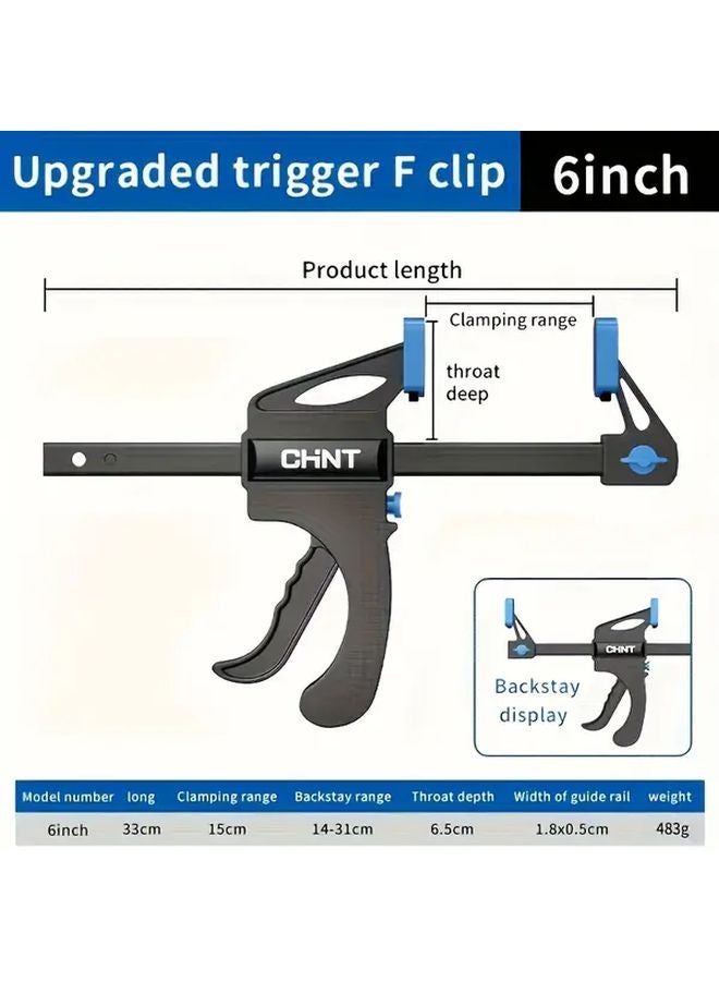 Chint Heavy Duty Trigger Type F Clamp Quick Grip 6 Inches Dual Purpose Woodworking - Image 1