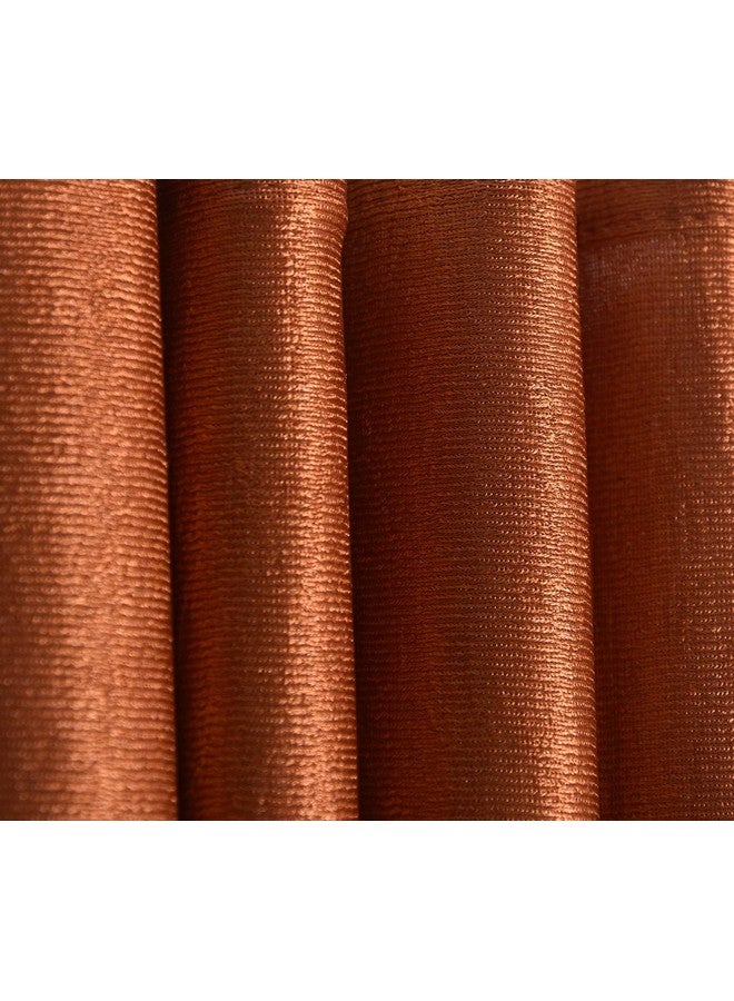 Homefab India Royal Silky Polyester Grommet Door Curtain - 7 feet, Rust - 2 Piece - Image 2
