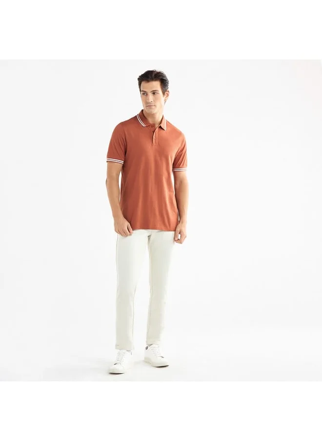 FAV Solid Polo T-shirt with Short Sleeves