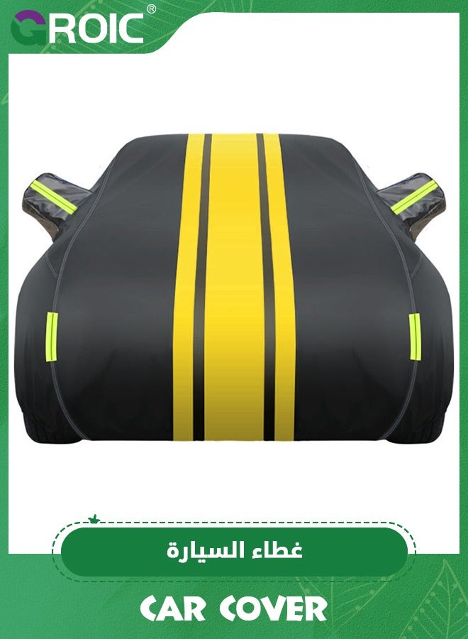GROIC Multi-Layers Car Cover Waterproof All Weather for Automobiles, Outdoor Full Cover Windproof, Sand proof, Rain proof, UV proof Car Covers with Reflective Strips Protection for SUV, Sedans - Image 1