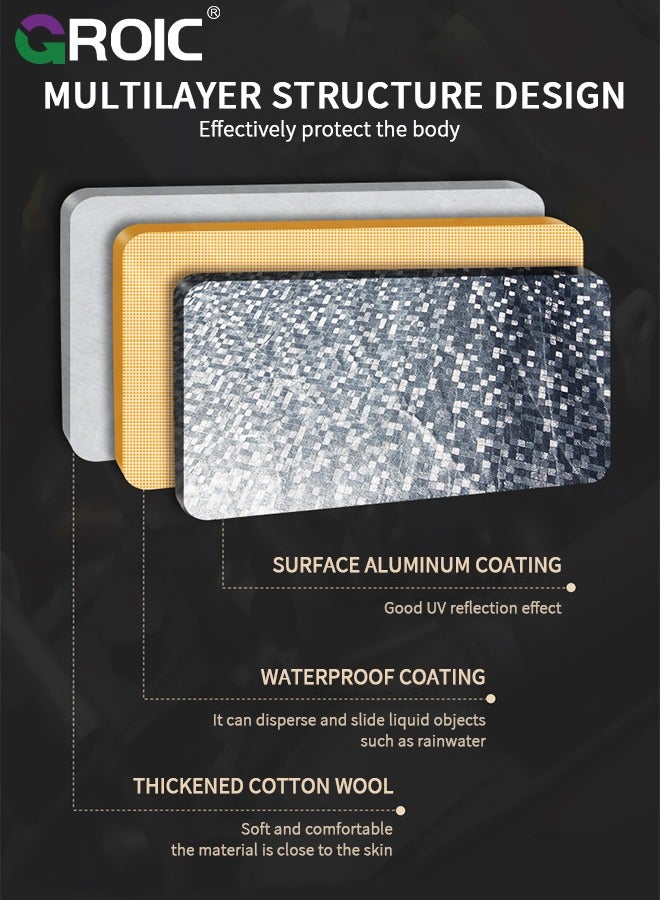 GROIC Multi-Layers Car Cover Waterproof All Weather for Automobiles, Outdoor Full Cover Windproof, Sand proof, Rain proof, UV proof Car Covers with Reflective Strips Protection for SUV, Sedans - Image 4