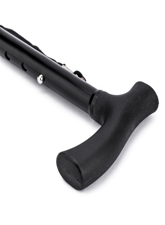 عصا المشي القابلة للطي من دكتور تورسو، الإصدار الأسود الفاخر | ارتفاع قابل للتعديل | هيكل من الألومنيوم بنسبة 100% | متينة وخفيفة الوزن | سهلة التخزين | مناسبة للرجال والنساء والمرضى وكبار السن (قابلة للطي) - Image 4