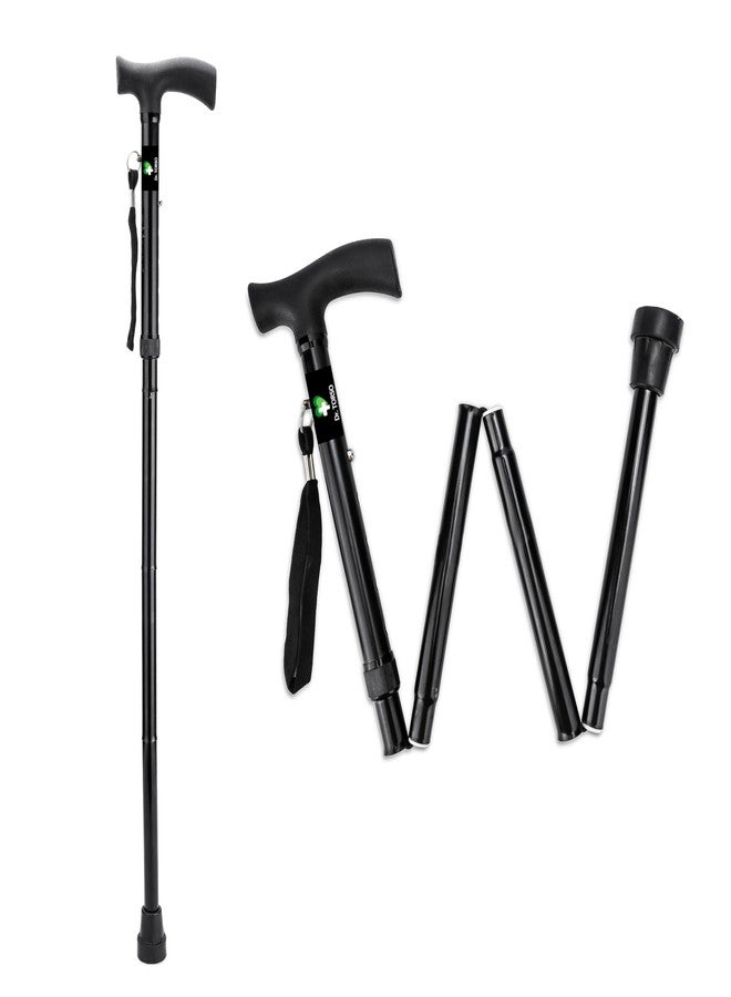 عصا المشي القابلة للطي من دكتور تورسو، الإصدار الأسود الفاخر | ارتفاع قابل للتعديل | هيكل من الألومنيوم بنسبة 100% | متينة وخفيفة الوزن | سهلة التخزين | مناسبة للرجال والنساء والمرضى وكبار السن (قابلة للطي) - Image 5