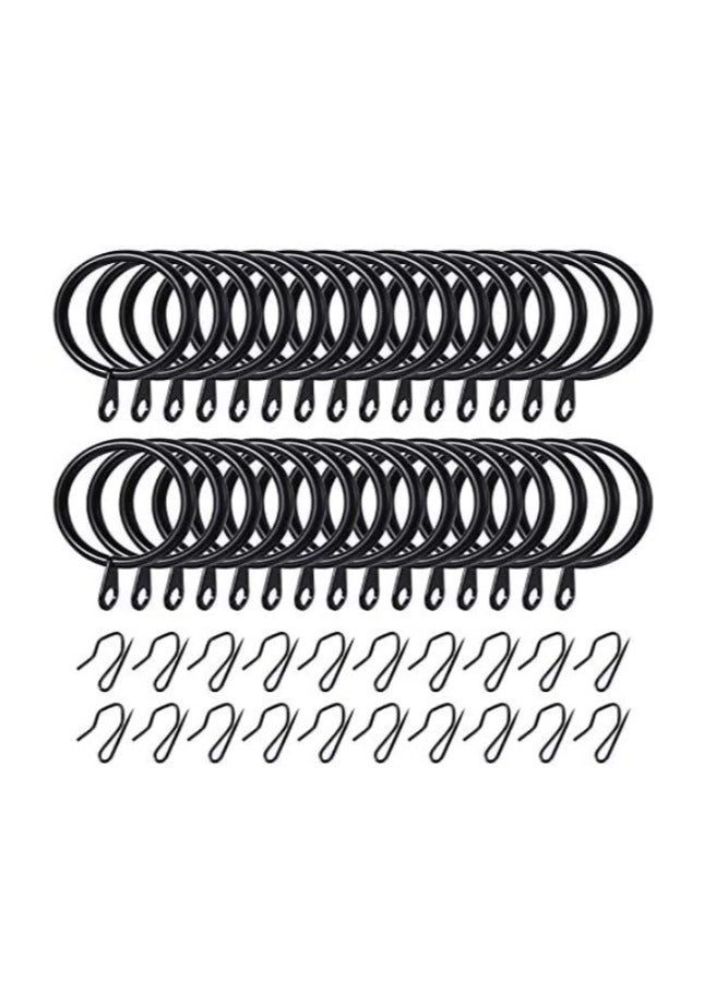 يا كومز 20 قطعة خاتم ستائر ستائر معدنية خاتم ستائر ياكوموز معلقة و 20 قطعة خاتم دبوس ستائر ستائر معدنية لستار دش باب النافذة (أسود ، 30 مم) - Image 3
