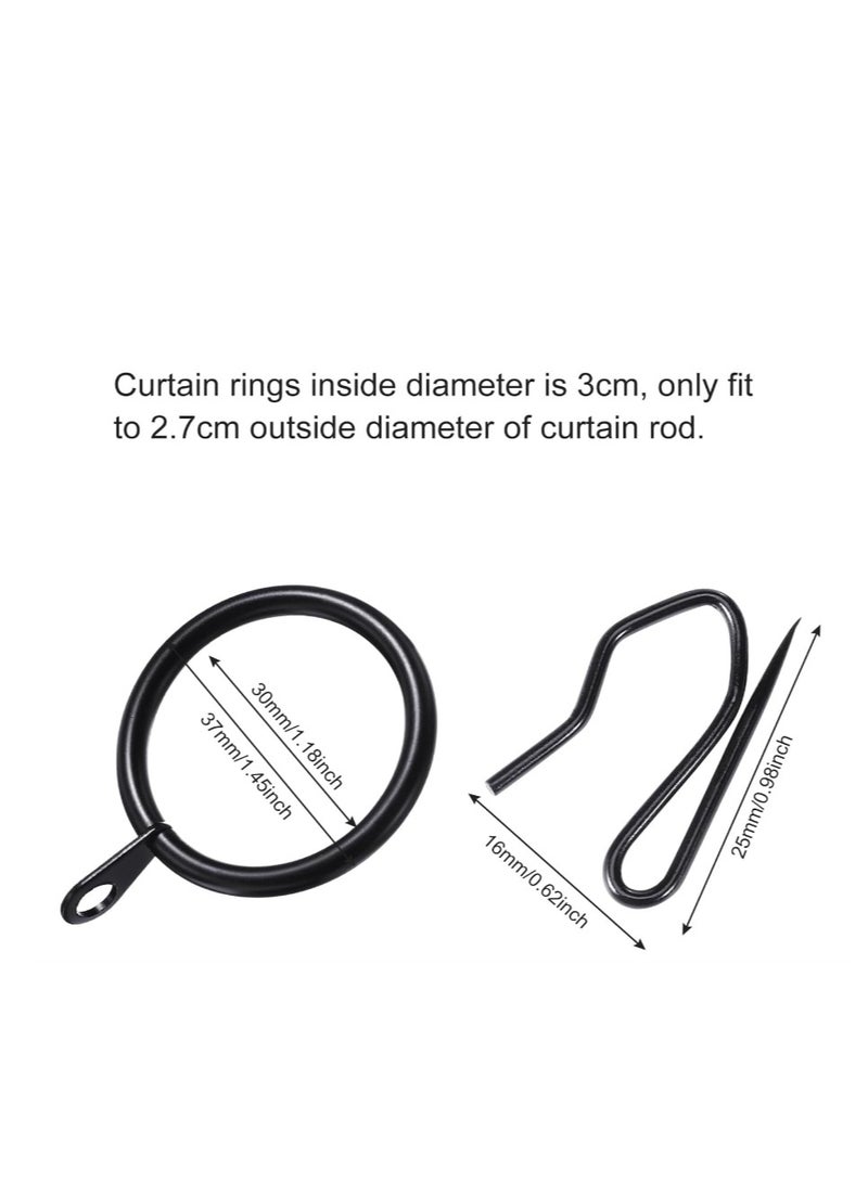 يا كومز 20 قطعة خاتم ستائر ستائر معدنية خاتم ستائر ياكوموز معلقة و 20 قطعة خاتم دبوس ستائر ستائر معدنية لستار دش باب النافذة (أسود ، 30 مم) - Image 2