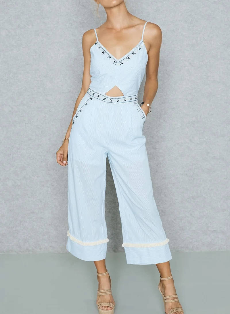 Moon River Waist Key Hole Jumpsuit