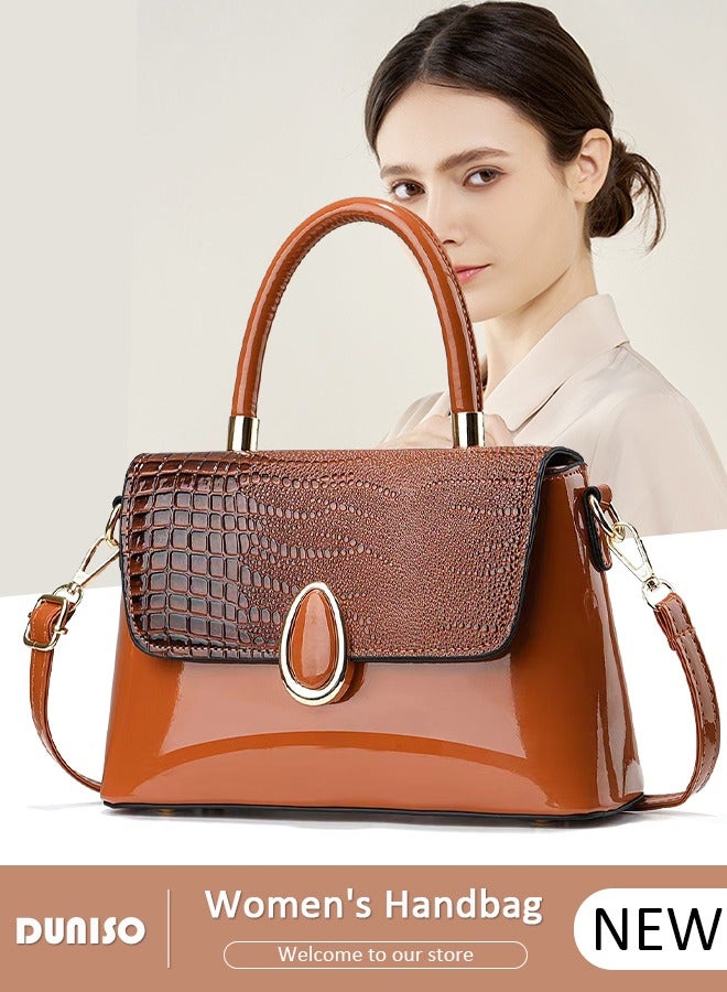 DUNISO Women's Fashion Handbag Faux Leather Crossbody Bag For Women Large Capacity Bow Trim Tote Bags Top Handle Satchel Fashionable Travel Shoulder Bag For Ladies - Image 1