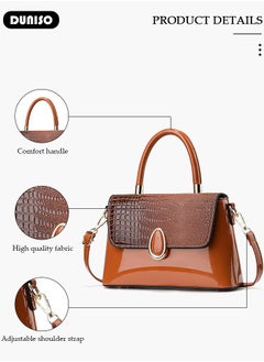 DUNISO Women's Fashion Handbag Faux Leather Crossbody Bag For Women Large Capacity Bow Trim Tote Bags Top Handle Satchel Fashionable Travel Shoulder Bag For Ladies  - Image 2