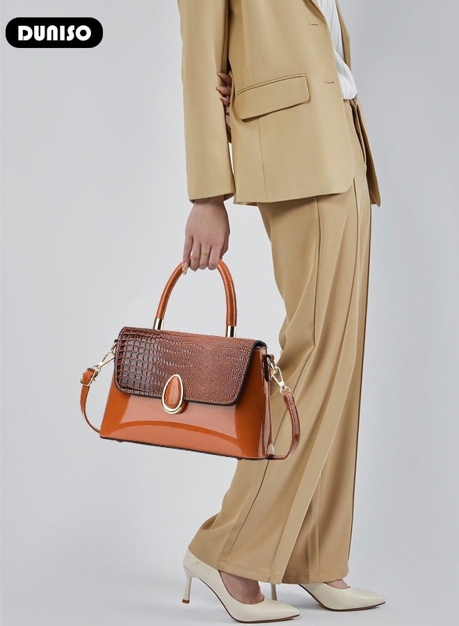 DUNISO Women's Fashion Handbag Faux Leather Crossbody Bag For Women Large Capacity Bow Trim Tote Bags Top Handle Satchel Fashionable Travel Shoulder Bag For Ladies - Image 4