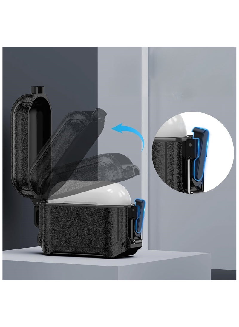 Generic Case for Apple AirPods Pro/Pro 2 Generation,Shockproof Earphone Protective with Carabiner Black  - Image 5
