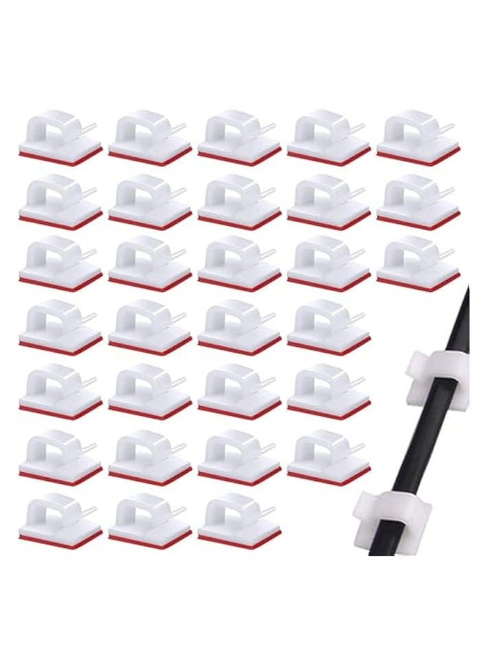 erorex 100 Pcs Cable Clips Self Adhesive, Cable Organizers Wire Clips Cord Holder for Laptop Ethernet Cable Desktop Office Home, Organizer Cord and Wire, White - Image 1