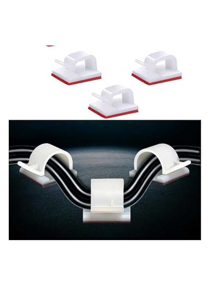 erorex 100 Pcs Cable Clips Self Adhesive, Cable Organizers Wire Clips Cord Holder for Laptop Ethernet Cable Desktop Office Home, Organizer Cord and Wire, White - Image 3