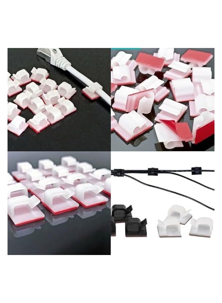 erorex 100 Pcs Cable Clips Self Adhesive, Cable Organizers Wire Clips Cord Holder for Laptop Ethernet Cable Desktop Office Home, Organizer Cord and Wire, White - Image 4