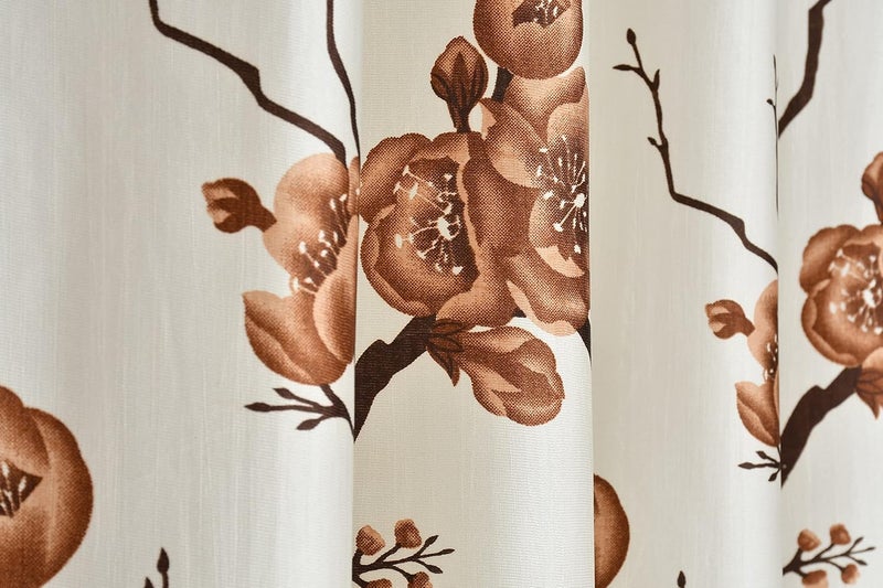 Yarnis Yarnis 6 feet Polyester Floral Printed LightFiltering Eyelet Living Room Window Curtain Coffee Brown 1 Piece - Image 3