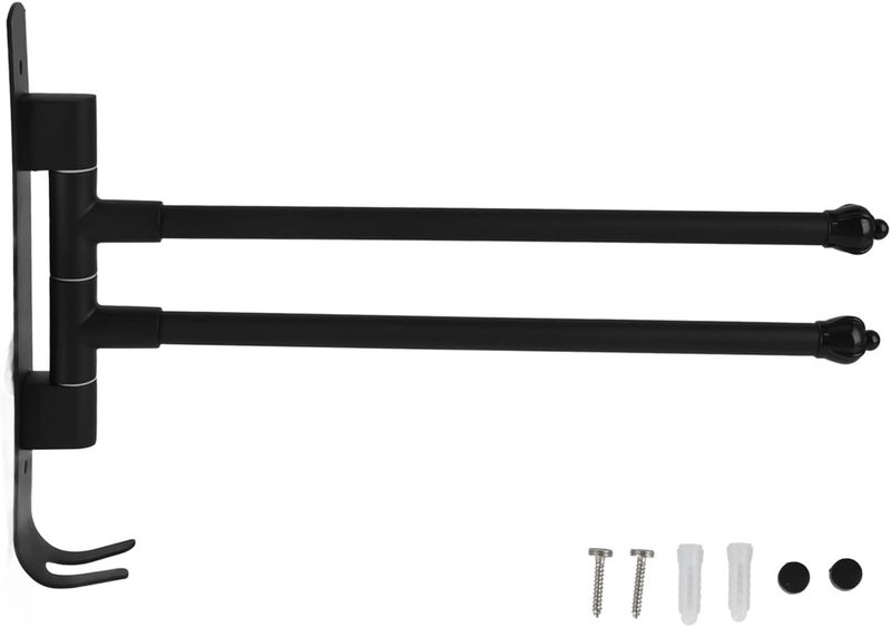 Stainless Steel Swivel Towel Hanger Holder, Rotating Movable Towel Bar for Bathroom Kitchen Wardrobe, 180 Degree Swing Out Towel Rack with Rust Proof Design (Movable Two-Pole Black) - Image 1