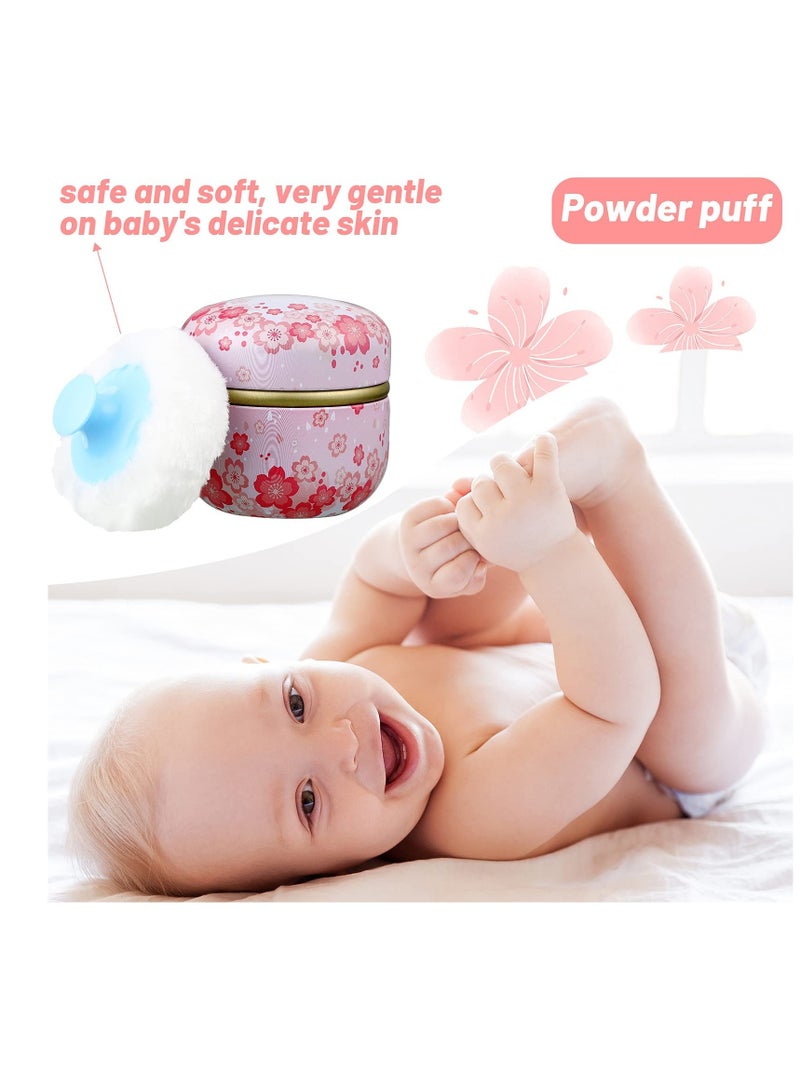 Excefore Baby Powder Puff with Handle, Makeup Powder Puff with Container, Body Powder Case with Powder Puff and Container, Tea Canister for Baby and Adult Body Talcum Powder Tea Box - Image 5