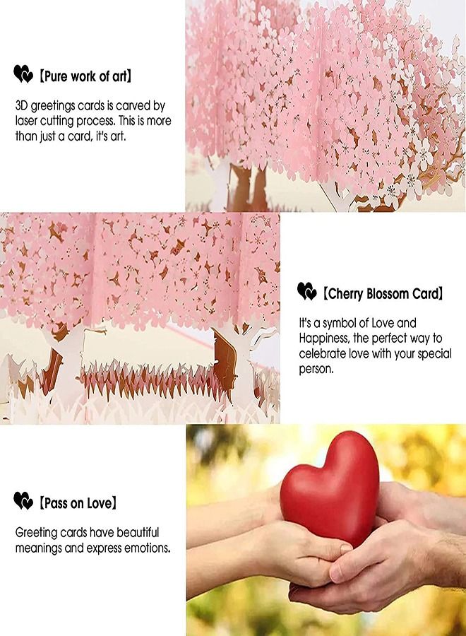 SYOSI Greeting Card, 3D Card, Pop Up Card, Romantic Theme Cards, Anniversary Cards for Wife Girlfriend Mother, Birthday Cards, Happy Holidays, Spring Card, Season's Greetings (Cherry Blossom) - Image 5