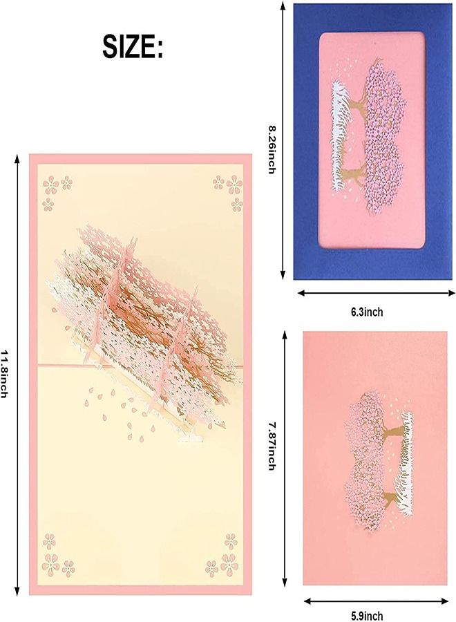 SYOSI Greeting Card, 3D Card, Pop Up Card, Romantic Theme Cards, Anniversary Cards for Wife Girlfriend Mother, Birthday Cards, Happy Holidays, Spring Card, Season's Greetings (Cherry Blossom) - Image 3